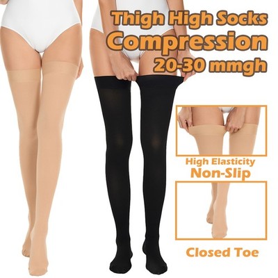 Medical Closed Toe Thigh High Socks Graduated Support for Varicose Veins, Edema