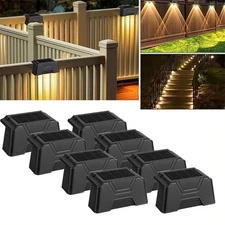 4-12pc LED Solar Deck Light Outdoor Dock Deck Step Stairs Driveway Sidewalk Lamp