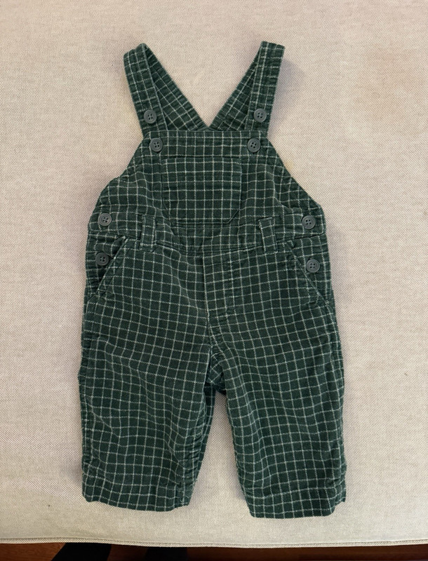 90s Gymboree Green Plaid Corduroy Overall One-Piece 0-3 Months