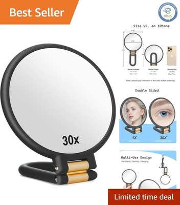 30x Magnification Handheld Mirror - Travel Essential for Perfect Makeup