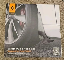 For Tesla Model 3 2023 WeatherBloc Mud Flaps Carbon Edition | Spigen [TO300]