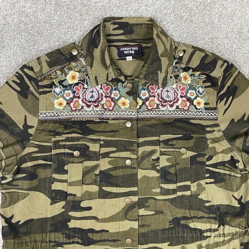 Johnny Was Workshop Shacket Womens L Raquel Floral Drawstring Camo Jacket - Picture 4 of 11