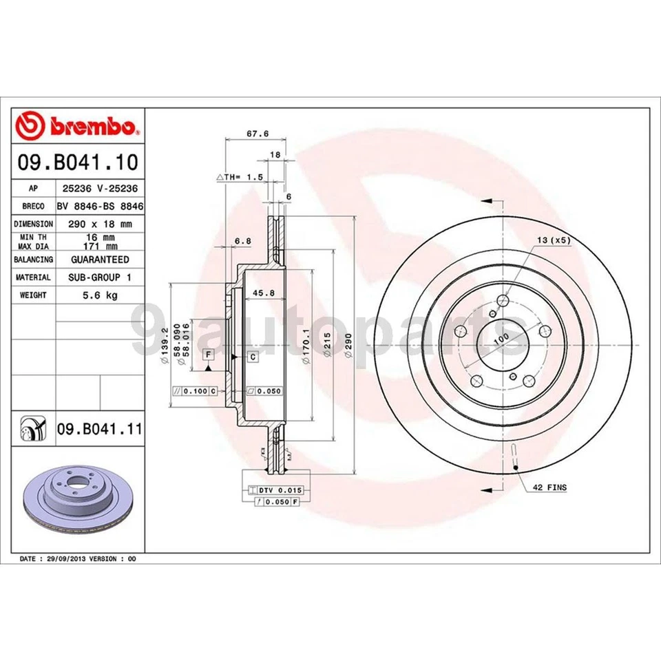 Rotores de freno de disco delanteros traseros Brembo OE para Subaru Impreza 2006 Foto 2 de 4