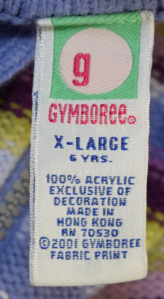 Cárdigan de punto a rayas vintage 2001 Gymboree cremallera completa suéter NIÑAS XL 6 púrpura Foto 3 de 4