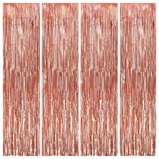 KatchOn, Rose Gold Fringe Curtain - Pack of 4 | Rose Gold Backdrop for Bachel...