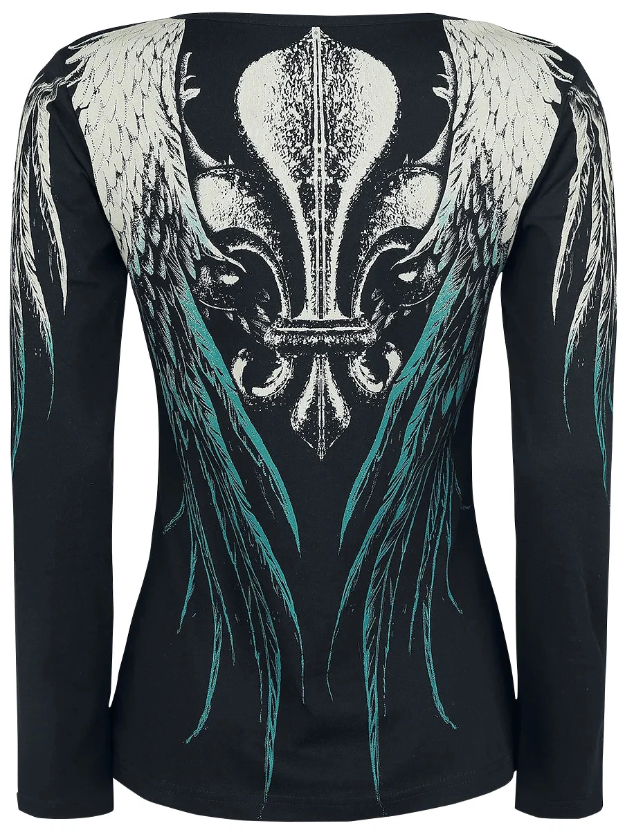 Rock Rebel by EMP Damen schwarzes Langarmshirt mit Flügel-Design