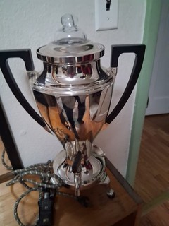 Antique Landers Frary Clark Universal Pot Percolator Silver Plated Works