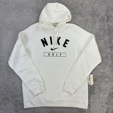 Nike Golf Hoodie Mens Medium White Club Fleece Pullover Sweatshirt Swoosh Logo