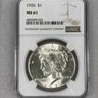 1926 Peace Silver Dollar Philadelphia NGC MS61
