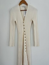 Aere Size 12 Womens Organic Cotton Assymetrical Cream Knit Dress