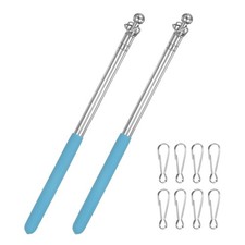 Confezione da 2 pali telescopici portabandiera portatili, 3,3 piedi/1 m asta in acciaio inox [azzurro]
