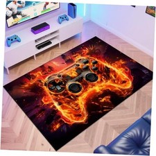 Gaming Area Rug Teen Boys Carpet, 3D Transparent Gamepad Background Game