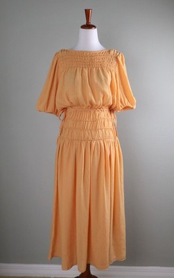 ANTHROPOLOGIE NWT $148 Current Air Seer Sucker Tie Waist Midi Dress Size Small