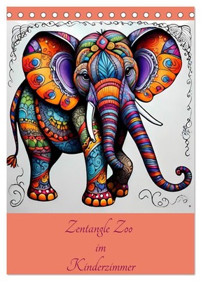 Issa Bild | Zentangle Zoo im Kinderzimmer (Tischkalender 2025 DIN A5 hoch),...
