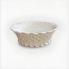Vintage Fenton white milk glass Crimped Rim Hobnail Glass Fruit Bowl Dish Mint