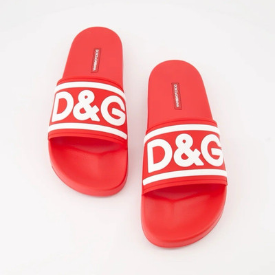 Dolce & Gabbana Men's Red/White Logo Slide Sandals Rubber Slip On 9.5 NIB