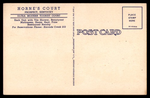 Postcard Horne's Court Tourist Court, Prospect, KY - Picture 2 of 2