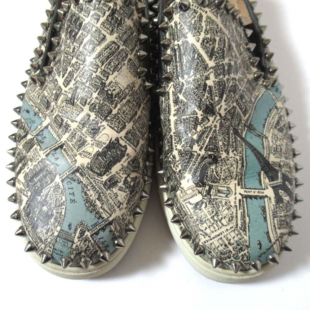 Christian Louboutin Spike Studs Leather Slip-On Shoes Size