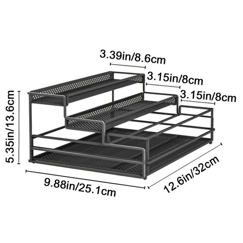 Rustproof Pull-out Drawer Seasoning Rack Black Pull Out Storage Rack for Home - Picture 2 of 8