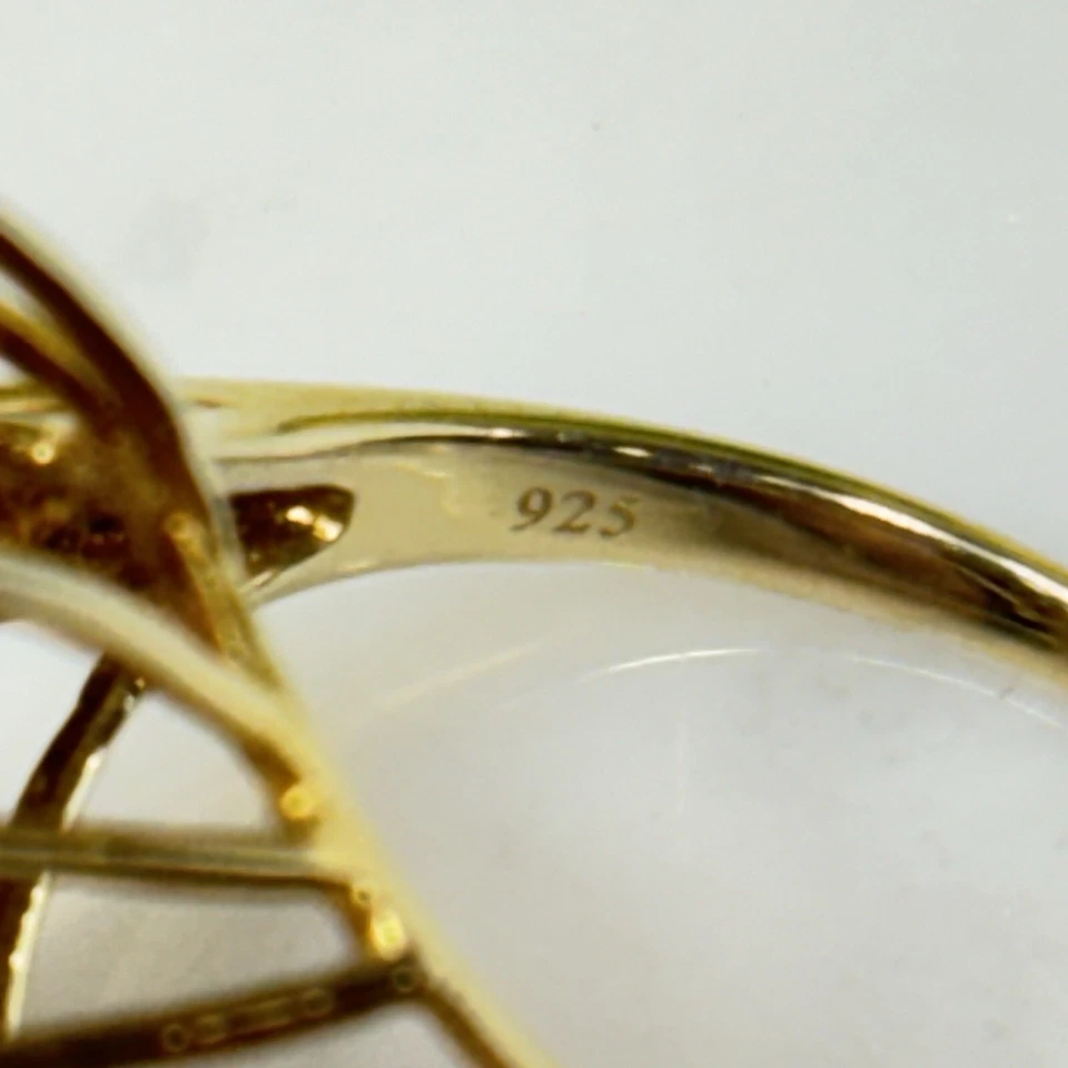 Anillo De Colección Plata Esterlina 925 Oro Vermeil Stauer Zafiro Rubí Jadeíta Talla 8.5 Foto 4 de 4