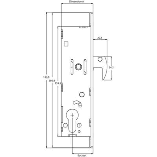 Adams Rite MS2200 / Alpro Hakenbolzen Europrofil Deadlock für Aluminiumtüren - Bild 4 von 8