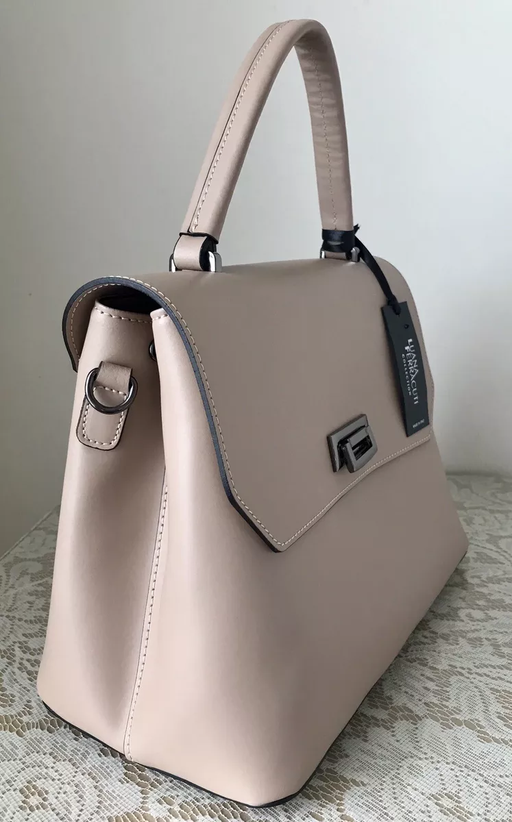 Luana Ferracuti Beige Leather Satchel Crossbody Purse Women s