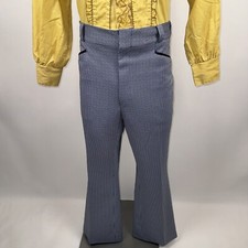 Vtg Bell Bottom Pants Mens 38 30 Tuxedo Suit 60s 70s Flare Leg Polyester Disco