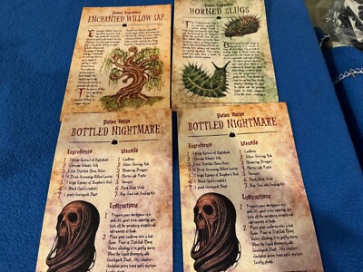 Lot of 4  Ingredient Page, Wizarding Trunk, Harry Potter, Hogwarts, Potions