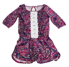 Girl's ONE STEP UP Pink Black Paisley Romper Size M 10/12
