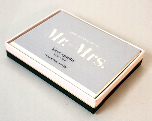 Kate Spade Mr. & Mrs. Thank You Card Set 10 Cards & Envelopes Multi-Color New - Picture 5 of 5