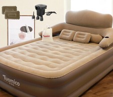 Luftbett mit Pumpe&Kopfkissen Gästebett Luftmatratze 203x152x48cm Selbstaufblase