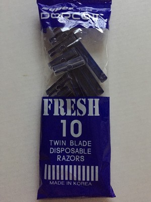 2 PK   Twin Blade Disposable Super Dorco Disposable Shaving Razors 10Pcs