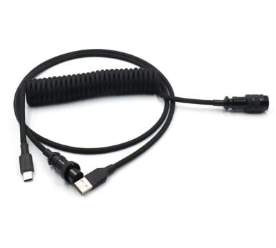 Maßgeschneiderte aufgerollte Typ-C-Kabel mechanische Tastatur Pilot GX16 - schwarz - 2 m