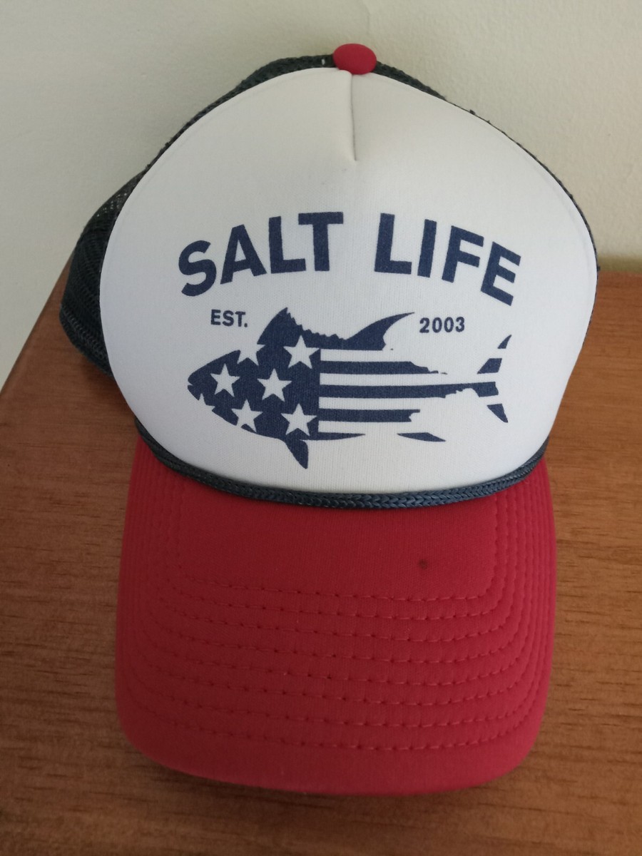 Salt Life Est 2003 Snapback Mesh Trucker Hat Red White And Blue