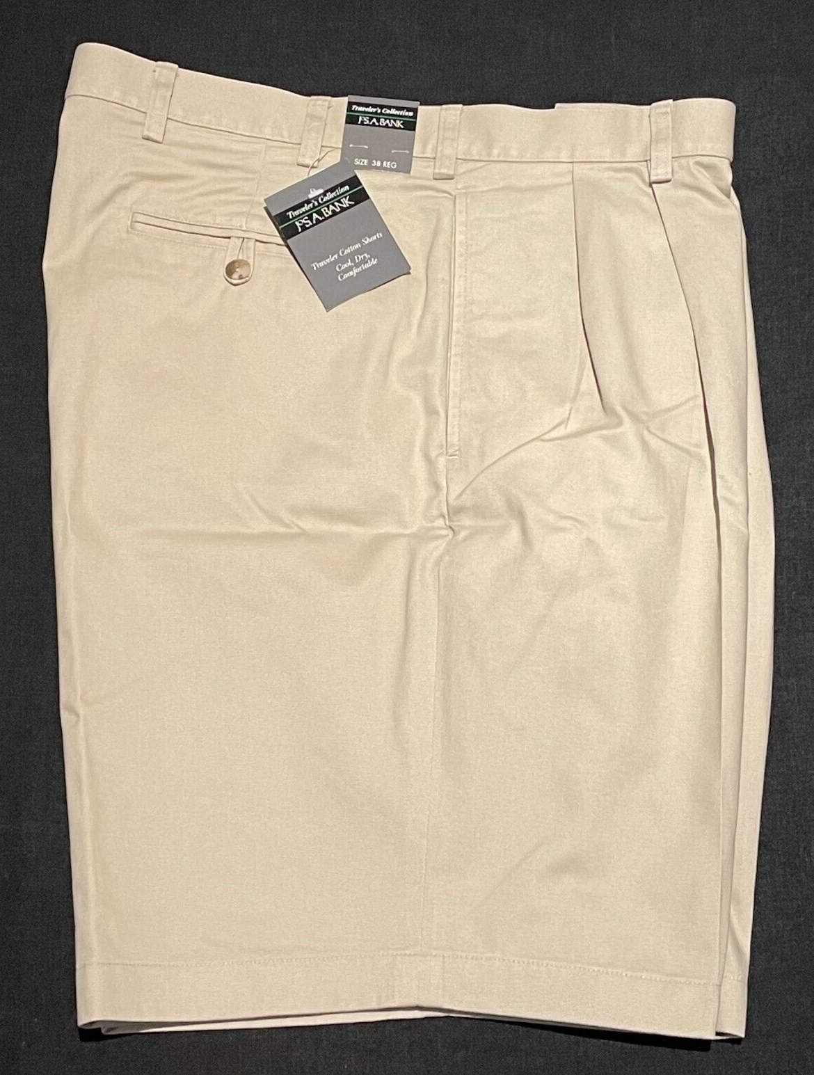 NWT Jos. A. Bank Traveler's Collection Shorts, Khaki, Wrinkle Resistant, 38 Reg