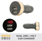 CAR DUAL USB CHARGER + VOLT + AMP suit 12v 24v Cig Cigarette Power Socket