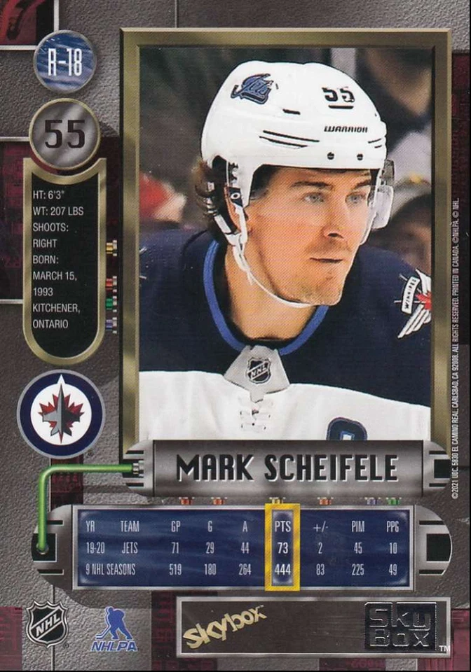 2020-21 Skybox Metal Universe 97-98 Retro Mark Scheifele Winnipeg Jets #R-18 - Image 2 of 2