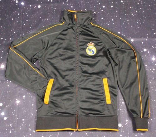 Real Madrid Charcoal & Orange Fleece-lined Warm-Up Jacket - Youth Small