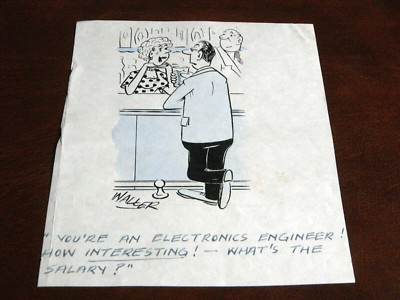 ORIGINAL INK CARTOON COMIC DRAWING BY WALLER - INTERESTING, c1960s.