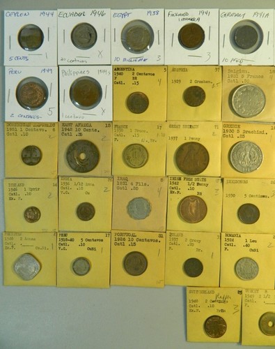 Lote de (47) monedas extranjeras de 46 países diferentes - con fecha de 1924 a 1951 - Imagen 2 de 7