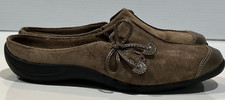 Natural Soul Women s 8 Brown Suede Slip On Mules Cap Toe Comfort Shoes
