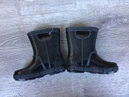 UGG Toddler Boys Girls Size 9 Black Glossy Rain Boots Shiny Waterproof 1136476T - Picture 8 of 10