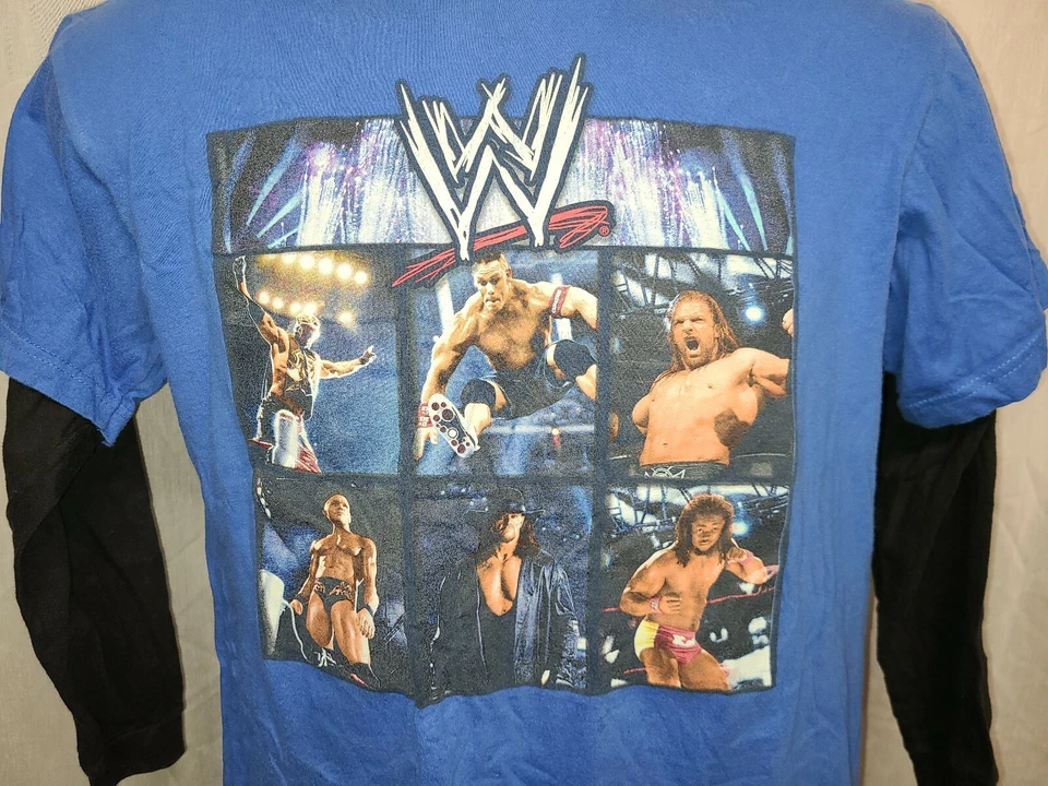 2011 WWE Boys Camiseta Grande Azul Manga Larga Cena HHH Randy Orton Undertaker Kofi Foto 4 de 4