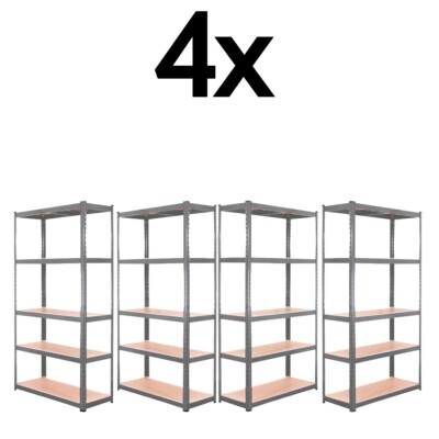 4x Metall 5 Ebenen Garagenregale Standregal Regal Aufbewahrung 180x90x40cm