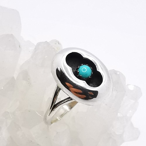 Ladies Ring Dainty Turquoise Gemstone Sterling Silver Native American Ring Handmade