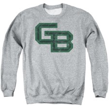 Green Bay Adult Crewneck Sweatshirt Distressed, Athletic Heather, S-3XL