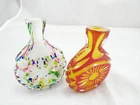 2 Tobacco Glasses, Multicoloured and Orange - Red, Overlay - Zwiesel, 1970s Excellent MINT