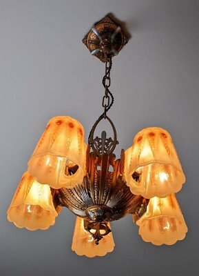 2-in-1 Slip Shade Chandelier by Lincoln Manufacturing,1920's-30's