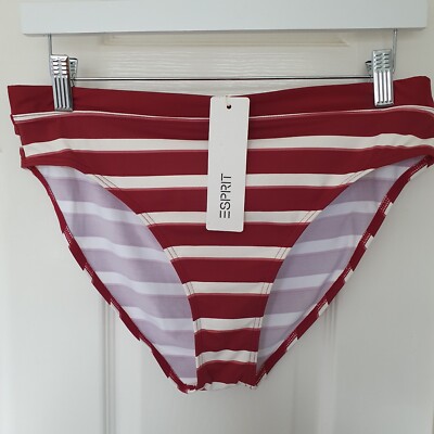 Esprit Brela Bikinihose Größe 18 Burgunderrot Streifen Neu Mit Etikett 