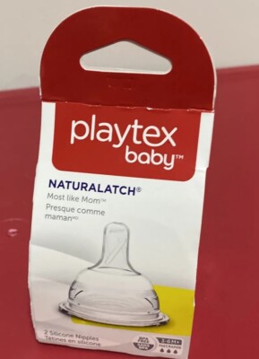 New Playtex Baby NATURALATCH  Most Like Mom  Silicone BPA Free 3-6M+ (2 Nipples)